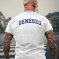 Geneseo New York Varsity Style Vintage Grey Men's T-shirt Back Print Gifts for Old Men