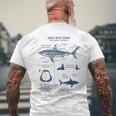 Great White Shark Anatomy Marine Biology Biologist Friend Men's T-shirt Back Print Gifts for Old Men