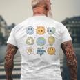Groovy Earth Planet Hippie Smile Face Happy Earth Day 2024 Men's T-shirt Back Print Gifts for Old Men