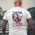 Happy 4Th Of July Home Of The Brave Together We Are Strong American Flag And Map Bald Eagle Patriotic Kneeling Veteran Mens Back Print T-shirt Gifts for Old Men
