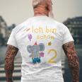 Kinder Ich Bin 2 Jahre Alt Elefant 2Nd Birthday T-Shirt mit Rückendruck Geschenke für alte Männer