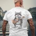 Kitty Cat Singing Guitar Player Musician Music Guitarist Men's T-shirt Back Print Gifts for Old Men