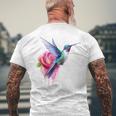 Kolibri-Kunst Rose Tier Bunte Grafik Kolibri T-Shirt mit Rückendruck Geschenke für alte Männer