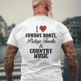 I Love Cowboy Boots Pick Up Trucks And Country Music Men's T-shirt Back Print Gifts for Old Men
