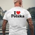 I Love Heart Polska Poland T-Shirt mit Rückendruck Geschenke für alte Männer