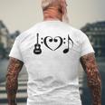 I Love Music Using Acoustic Guitar Bass Clefs Note Men's T-shirt Back Print Gifts for Old Men