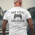 Mens Dad Level Unlocked 2023 New Dad To Be Gamer Father Day Mens Back Print T-shirt Gifts for Old Men