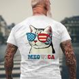 Meowica 4Th Of July Cat Sunglasses American Usa Flag Cat Men's T-shirt Back Print Gifts for Old Men