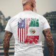 Mexican Roots Half American Flag Mexico Men's T-shirt Back Print Gifts for Old Men