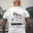 Muscle Unicorn Dad Baby Daughter Shoulder Sitting Dadacorn Mens Back Print T-shirt Gifts for Old Men