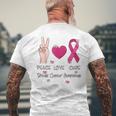 Peace Love Cure Breast Cancer Awareness Pink Ribbon 2023 Men's T-shirt Back Print Gifts for Old Men