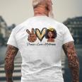 Peace Love Melanin Sugar Afro Black Brown Girls Pride Men's T-shirt Back Print Gifts for Old Men
