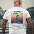 Proud Softball Dad I Created A Monster She Calls Me Dad Mens Back Print T-shirt Gifts for Old Men