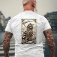 Raccoon Tarot Card Death Witchcraft Occult Raccoon Men's T-shirt Back Print Gifts for Old Men