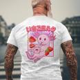 Retro Strawberry Milk Anime Kawaii Axolotl Strawberry Milk Pink T-Shirt mit Rückendruck Geschenke für alte Männer