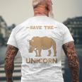 Save The Chubby Unicorns Rhino Rhinoceros Zoo Vintage Cool Men's T-shirt Back Print Gifts for Old Men