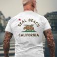 Seal Beach California Beach Flag Bear Surf Ca Vintage Men's T-shirt Back Print Gifts for Old Men