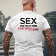 Sex Instructor First Lesson Free Bachelorette Men's T-shirt Back Print Gifts for Old Men