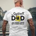 Softball Dad Like A Baseball Dad But With Bigger Balls Softball Ball Mens Back Print T-shirt Gifts for Old Men
