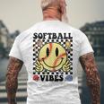 Softball Vibes Smile Face Game Day Softball Mom Men's T-shirt Back Print Gifts for Old Men