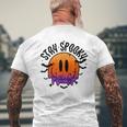 Stay Spooky Pumpkin Halloween Mens Back Print T-shirt Gifts for Old Men