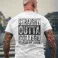 Straight Outta College Class Of 2024 Graduation Men's T-shirt Back Print Gifts for Old Men