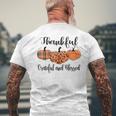 Thankful Grateful Blessed Plaid Leopard Pumpkin Thanksgiving Men's T-shirt Back Print Gifts for Old Men