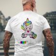 Unicorn Gym Installing Muscles Unicorn Weightlifting Men's T-shirt Back Print Gifts for Old Men