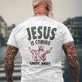 Vintage Jesus Is Coming Look Busy 1992 Men's T-shirt Back Print Gifts for Old Men