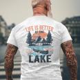 Vintage Retro Life Is Better At The Lake Lake Life Men's T-shirt Back Print Gifts for Old Men
