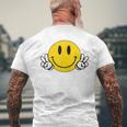 Yellow Smile Face Cute Checkered Peace Smiling Happy Face Men's T-shirt Back Print Gifts for Old Men