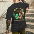 2024 Solar Eclipse Alien Bigfoot Rock April Total Eclipse Men's T-shirt Back Print Gifts for Him