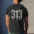 313 Detroit Area Code Mens Back Print T-shirt Gifts for Him