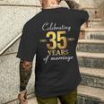 35 Years Of Marriage Est 1989 2024 35Th Wedding Anniversary Men's T-shirt Back Print Gifts for Him
