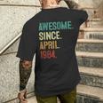 40 Year Old Awesome Since April 1984 40Th Birthday Men's T-shirt Back Print Gifts for Him