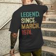 50 Years Old Legend Since March 1974 50Th Birthday Men's T-shirt Back Print Gifts for Him