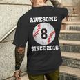8Th Birthday Baseball Player 8 Years Old Vintage Sports Men's T-shirt Back Print Gifts for Him