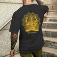Adi Shakti Herren Kurzärmliges Herren-T-Kurzärmliges Herren-T-Shirt, Spirituelles Yoga Motiv Gold auf Schwarz Geschenke für Ihn