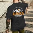 Alaska Vintage Mountains Sunrise Alaskan Pride Men's T-shirt Back Print Gifts for Him
