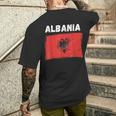 Albania Flag Holiday Vintage Grunge Albanian Flag Men's T-shirt Back Print Funny Gifts