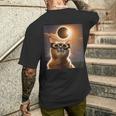 America Totality 04 08 24 Solar Eclipse 2024 Cat Selfie Men's T-shirt Back Print Gifts for Him