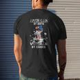 American By Birth Veteran By Choice Dog Tags Us Flag Raised Fist Breaking Stone Mens Back Print T-shirt Gifts for Him