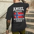 Angel Tour Norway 2024 Fishing Team Norway Flag Angler T-Shirt mit Rückendruck Geschenke für Ihn