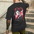 Anime Manga Cyberpunk Aesthetic Techwear Harajuku Punk Black T-Shirt mit Rückendruck Geschenke für Ihn