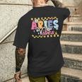 Aries Vibes Zodiac March April Birthday Astrology Groovy Men's T-shirt Back Print Gifts for Him