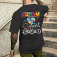 Autism Awareness Autism Squad Support Team Colorful Puzzle Men's T-shirt Back Print Gifts for Him