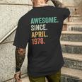 Awesome Since April 1978 46Th Birthday 46 Year Old Men's T-shirt Back Print Gifts for Him