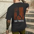 Baltimore Maryland American Flag Baseball Weathered Men's T-shirt Back Print Gifts for Him