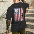 Baseball Dad Usa American Flag Patriotic Dad Father's Day Men's T-shirt Back Print Gifts for Him