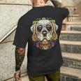 Bdaz Labrador Lab Dog Sugar Skull Day Of The Dead Men's T-shirt Back Print Gifts for Him